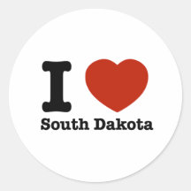 I Love South dakota Round Stickers