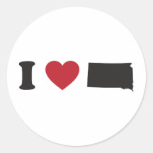 I Love South Dakota Round Stickers