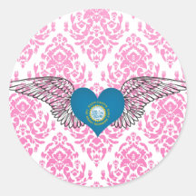 I Love South Dakota -wings Round Sticker
