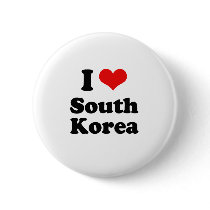 I Love South Korea Tshirt Button