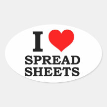 I Love Spreadsheets Oval Sticker