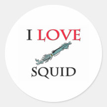 I Love Squid Round Sticker