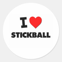 I Love Stickball Round Stickers