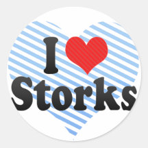 I Love Storks Round Stickers