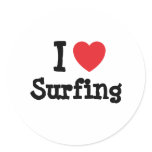 I love Surfing heart custom personalised stickers