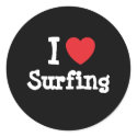 I love Surfing heart custom personalised stickers