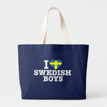 I Love Swedish Boys Tote Bags