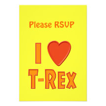 I Love T-Rex Tyrannosaurus Rex Dinosaur Lovers Invites