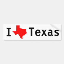 I Love(Texas) Texas Bumper Stickers