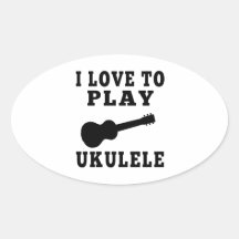 I Love To Play Ukulele Oval Sticker