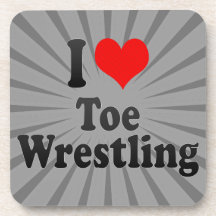 I love Toe Wrestling Beverage Coaster