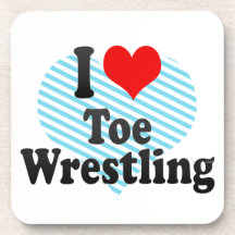 I love Toe Wrestling Beverage Coasters