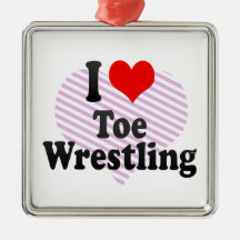 I love Toe Wrestling Christmas Ornaments