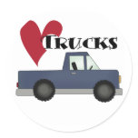 I Love Trucks Tshirts and Gifts Round Stickers