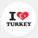 I love Turkey flag Round Sticker