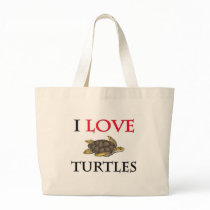 I Love Turtles Tote Bags