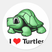 I love Turtles Round Stickers