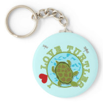 I Love Turtles Tshirts and Gifts Key Chains