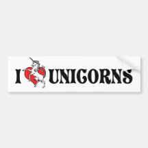 I Love Unicorns Bumper Sticker