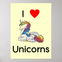I Love Unicorns (laying) Print