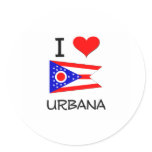 I Love Urbana Ohio Round Stickers