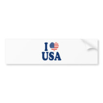 I Love USA Heart Design Bumper Sticker