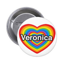 I love Veronica. I love you Veronica. Heart Pinback Buttons
