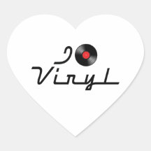 I Love Vinyl Heart Stickers