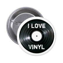 I Love Vinyl Record Button