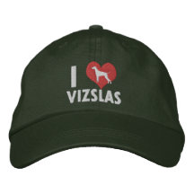 I Love Vizslas Dark Embroidered Hats
