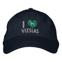 I Love Vizslas Teal Embroidered Hat