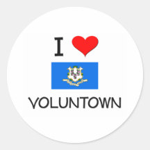 I Love Voluntown Connecticut Round Sticker