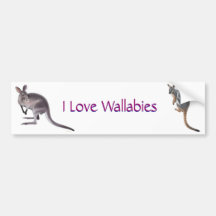 I Love Wallabies Bumper Sticker