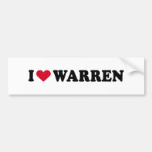I LOVE WARREN BUMPER STICKERS