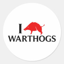 I Love Warthogs Round Stickers