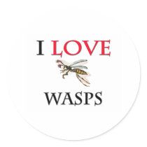 I Love Wasps Round Sticker