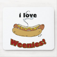 I Love Weenies ~ Hot Dogs Mouse Mat