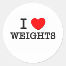 I Love Weights Round Sticker
