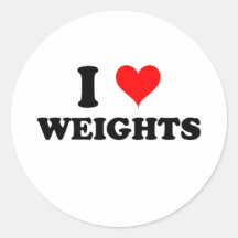 I Love Weights Round Stickers