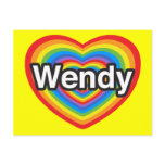 I love Wendy. I love you Wendy. Heart postcards
