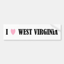 I LOVE WEST VIRGINIA BUMPER STICKER