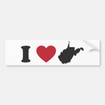 I Love West Virginia Bumper Sticker