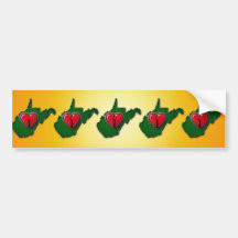I Love  West Virginia Too Bumper Sticker