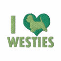 I Love Westies Green Ladies embroidered shirts
