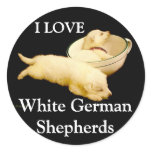I Love White German Shepherds stickers