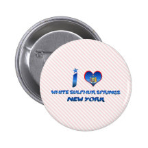 I love White Sulphur Springs, New York Pinback Buttons