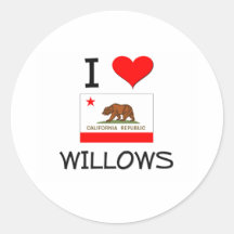 I Love WILLOWS California Stickers