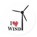 i love wind energy round stickers