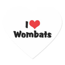 I Love Wombats Heart Sticker