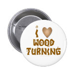 I Love Wood Turning Wooden Heart Button